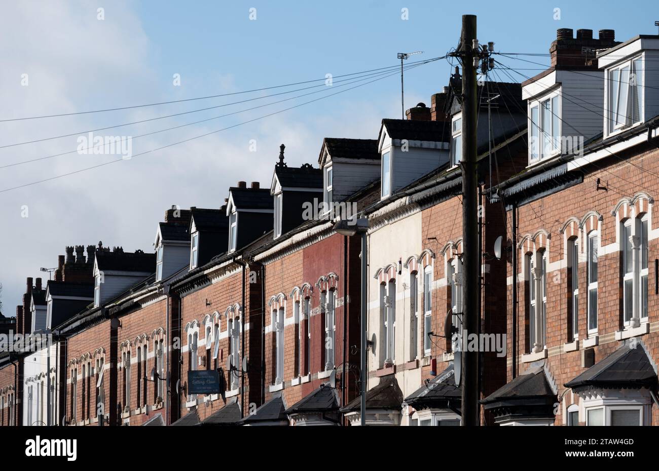 Terraced houses, Edgbaston Birmingham, West Midlands, England, UK Stock ...