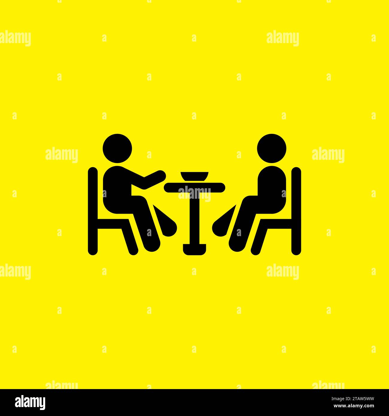 two people sitting eating icon. restaurant logo Stock Vector