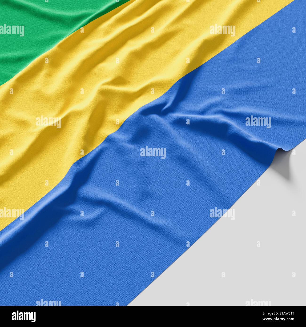 Flag of Gabon. Fabric textured Gabon flag isolated on white background ...