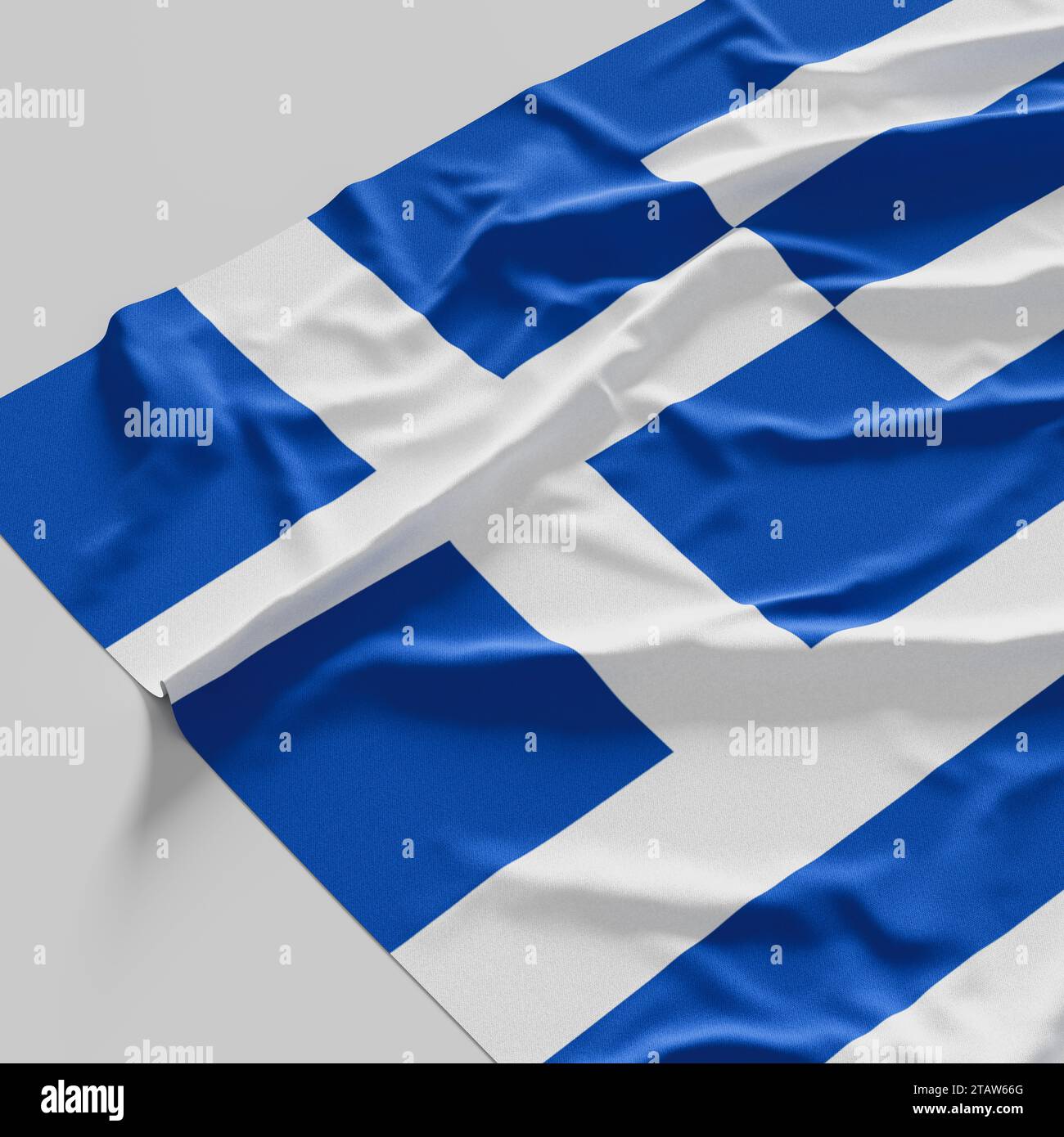 Flag of Greece. Fabric textured Greece flag isolated on white