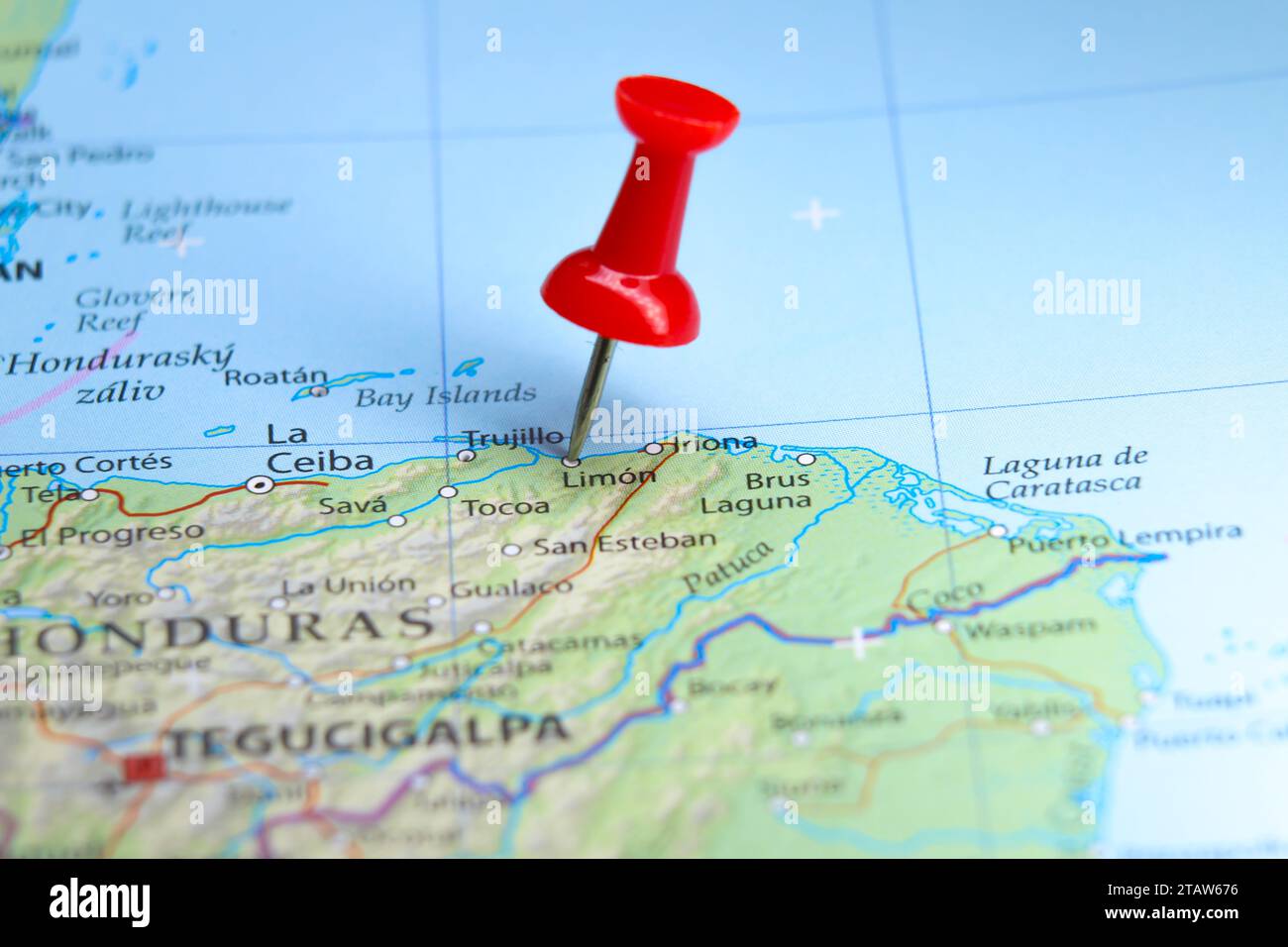Limón, Honduras pin on map Stock Photo Alamy