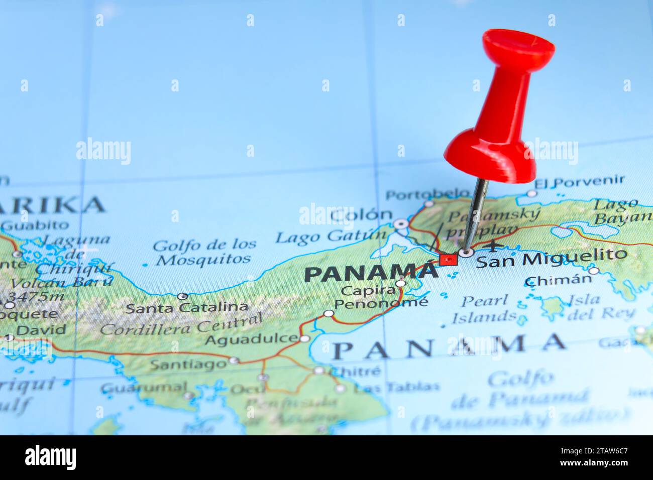 San Miguelíto, Panama pin on map Stock Photo