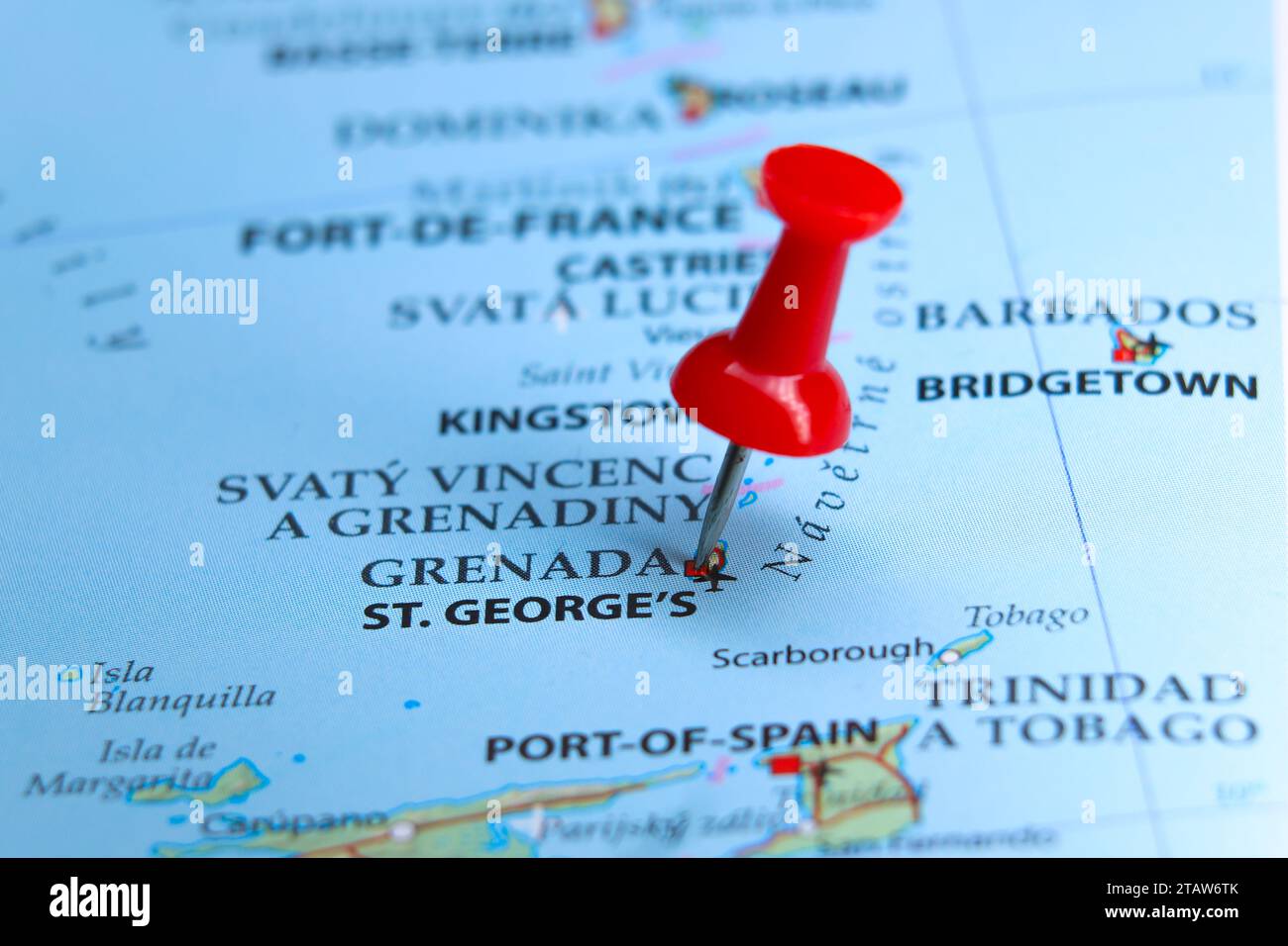 Saint George's, Grenada pin on map Stock Photo