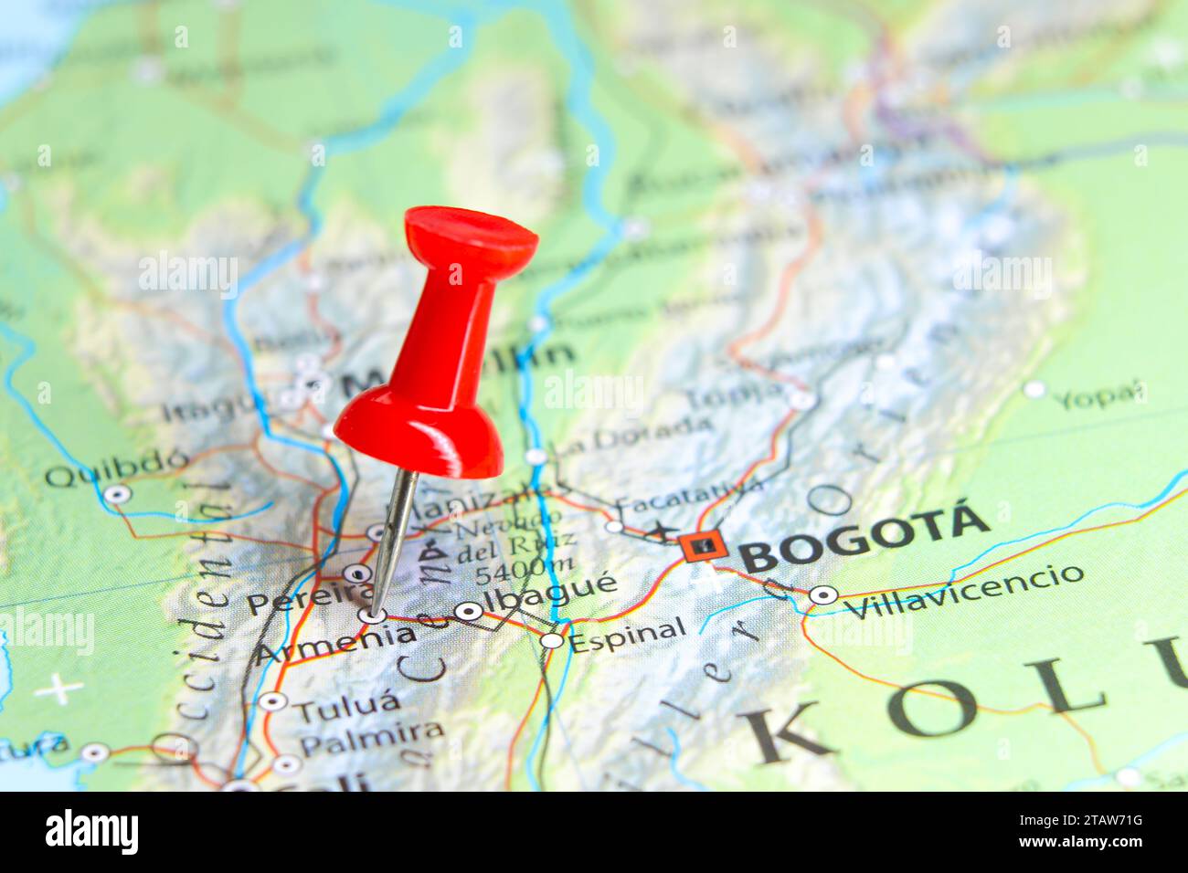 Armenia, Colombia pin on map Stock Photo Alamy
