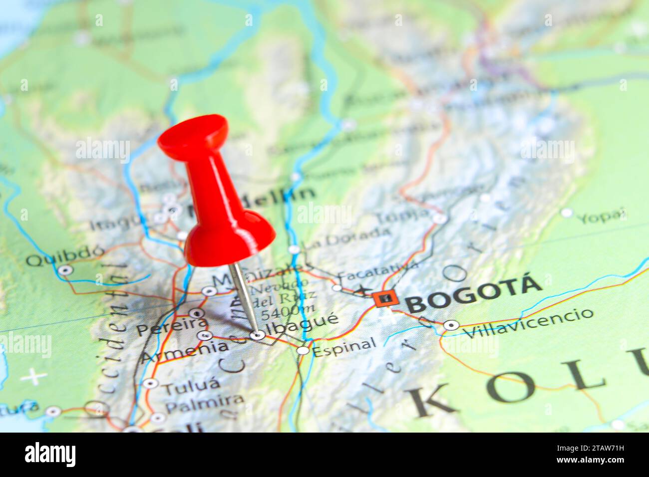 Ibagué, Colombia pin on map Stock Photo - Alamy