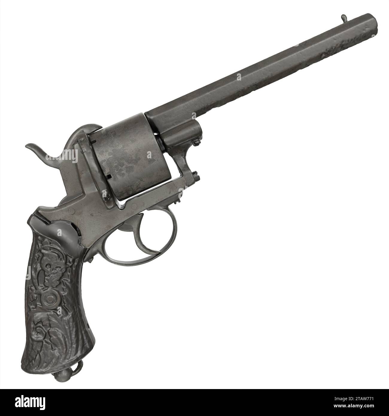 Decorated Revolver isolated on white background Stock Photo
