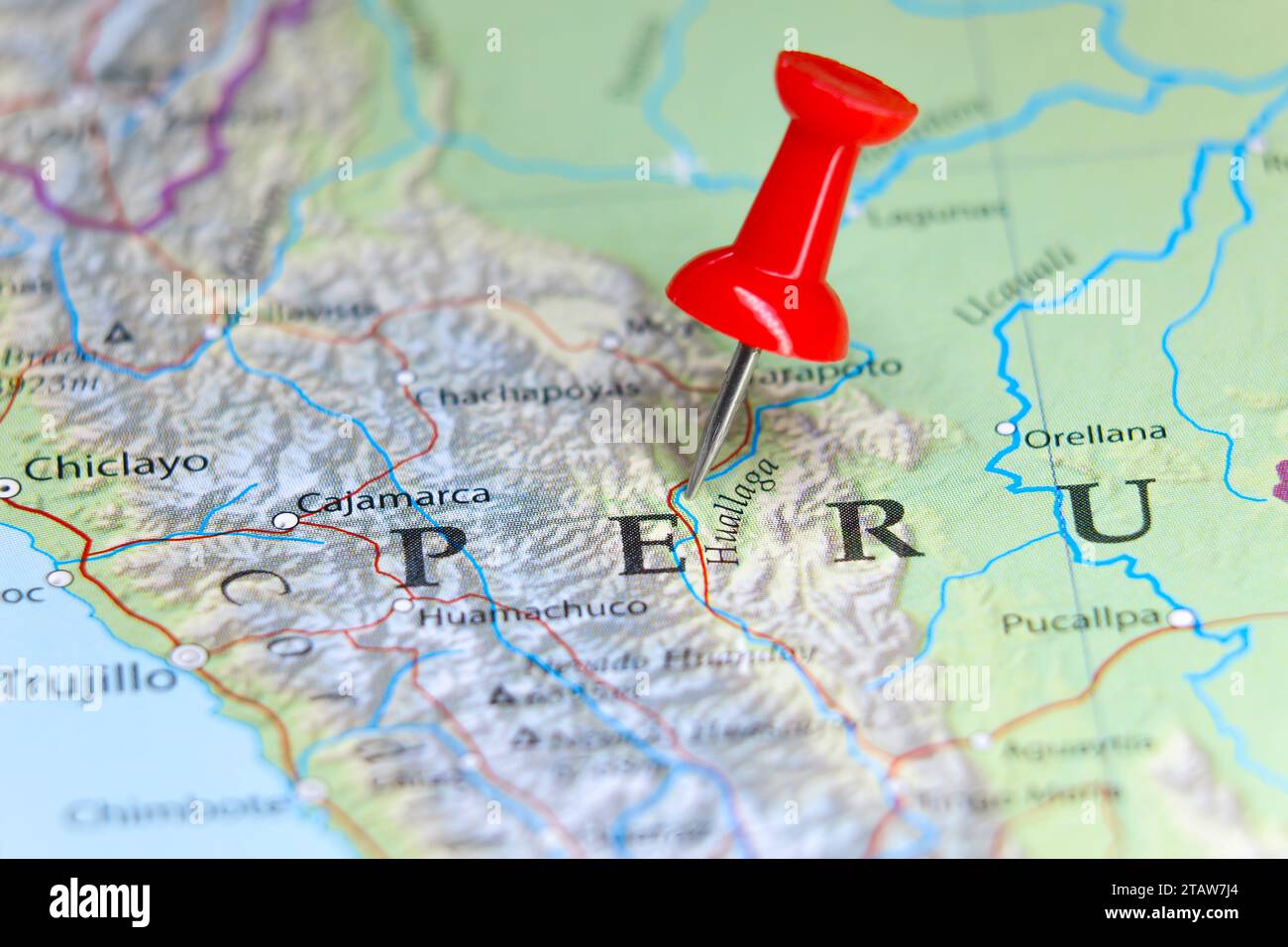 Pinned peru map hi res stock photography - Peru Pin On Map Of South America 2TAW7J4 