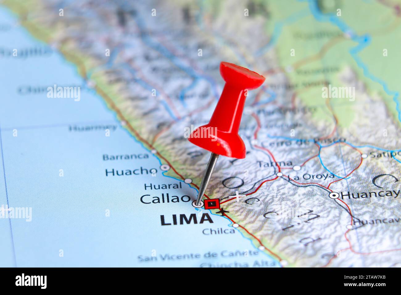 Callao, Peru pin on map Stock Photo