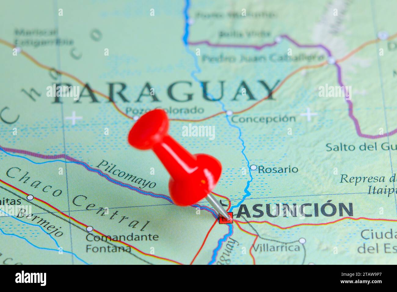 Asunción, Paraguay pin on map Stock Photo Alamy
