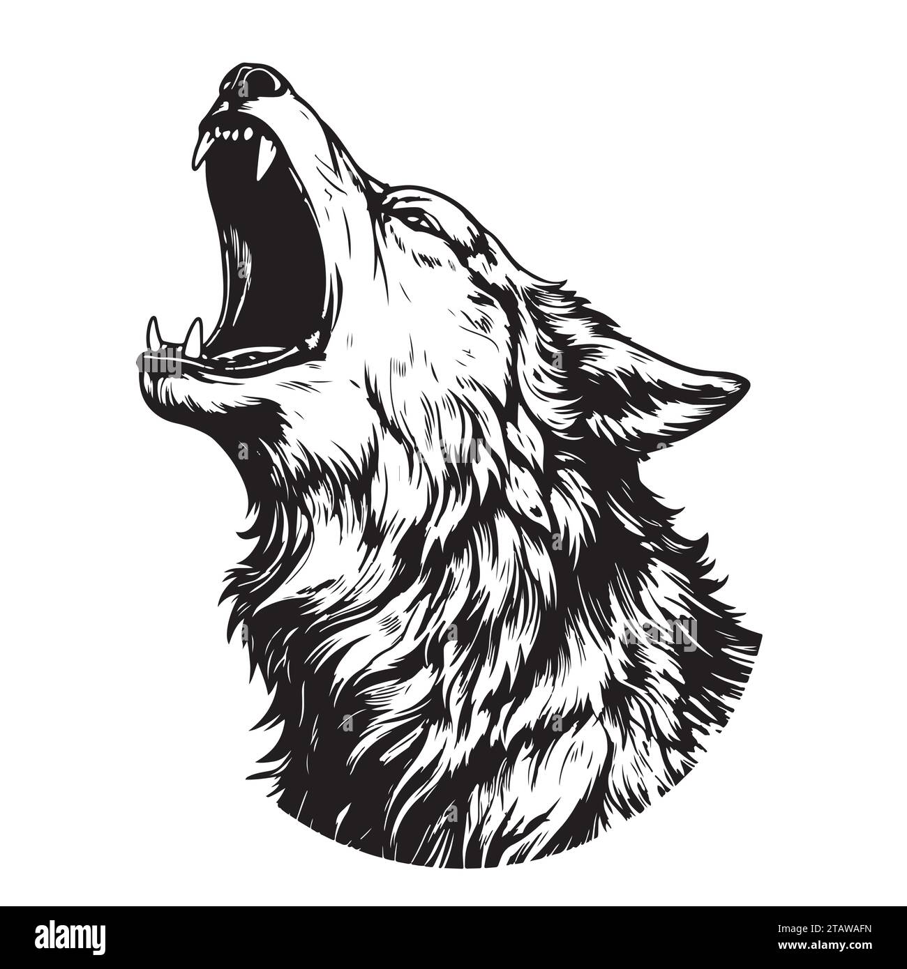 Tribal Wolf Head Logo. Tattoo Design. Animal Stencil Vector Stock Vector