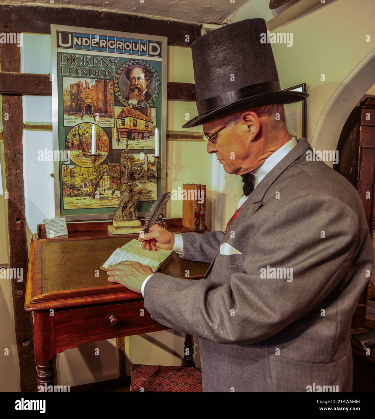 Dorking, Surrey, UK. 03rd Dec, 2023. A desk owned by Charles Dickens (for sale) in The Dorking