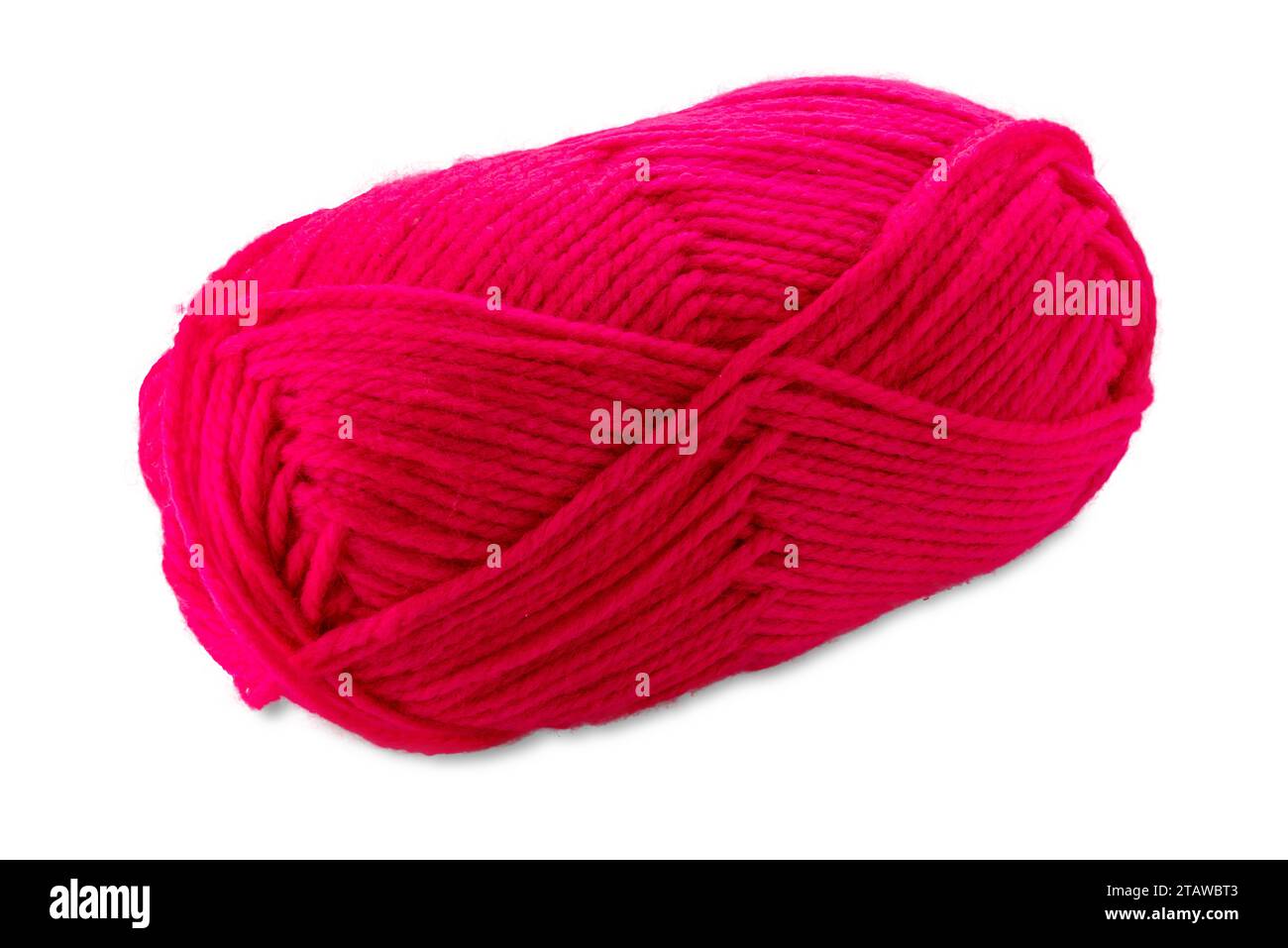 Ball of fuchsia-colored wool yarn isolated on white with clipping path included Stock Photo