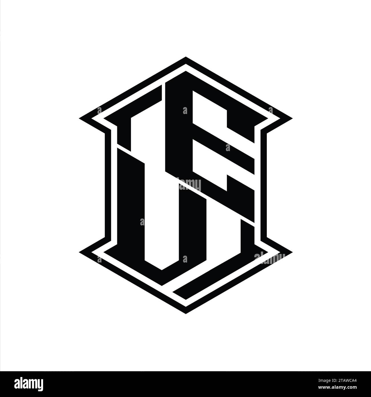 EV Letter Logo monogram hexagon shield shape up and down with sharp ...