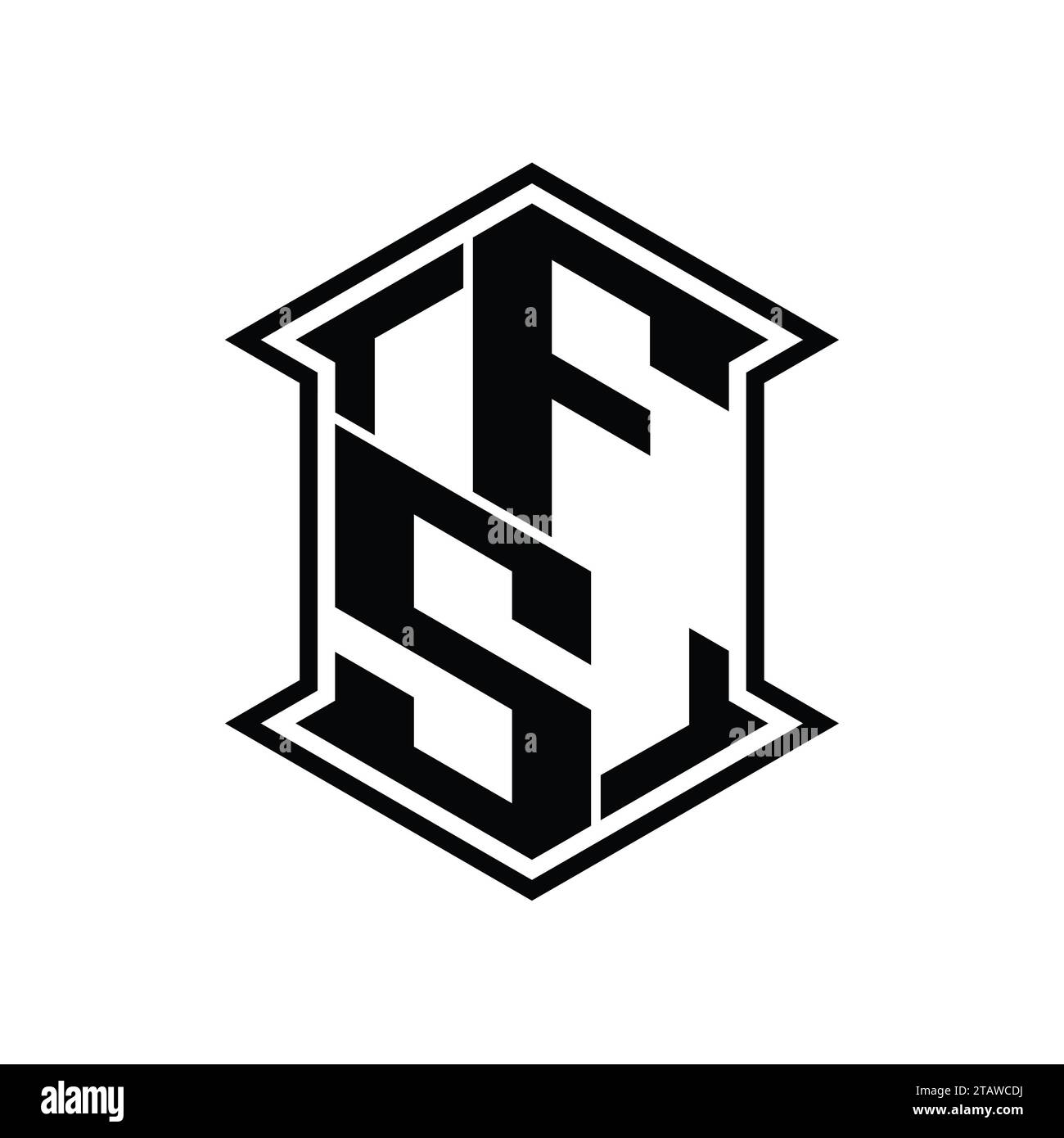 FS Letter Logo monogram hexagon shield shape up and down with sharp corner isolated style design