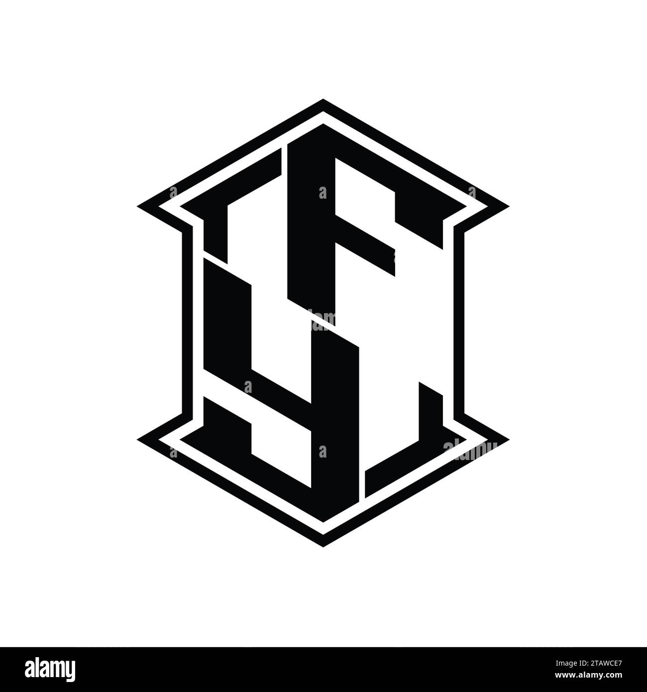 FY Letter Logo monogram hexagon shield shape up and down with sharp ...