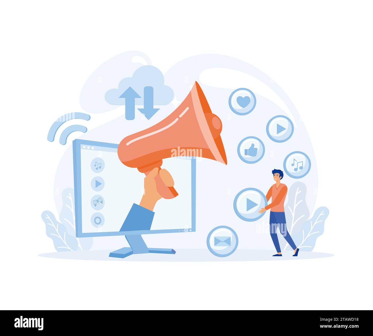 Modern television technology, Smart TV, content, applications. Network connected interactive device. Internet TV, flat vector modern illustration Stock Vector