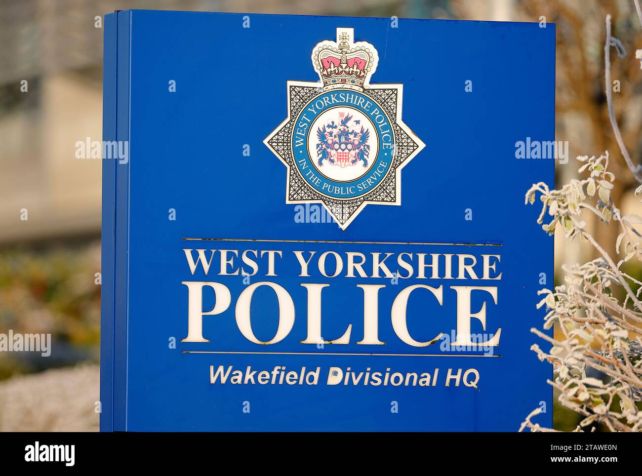 A sign outside West Yorkshire Police Headquarters Wakefield Division in