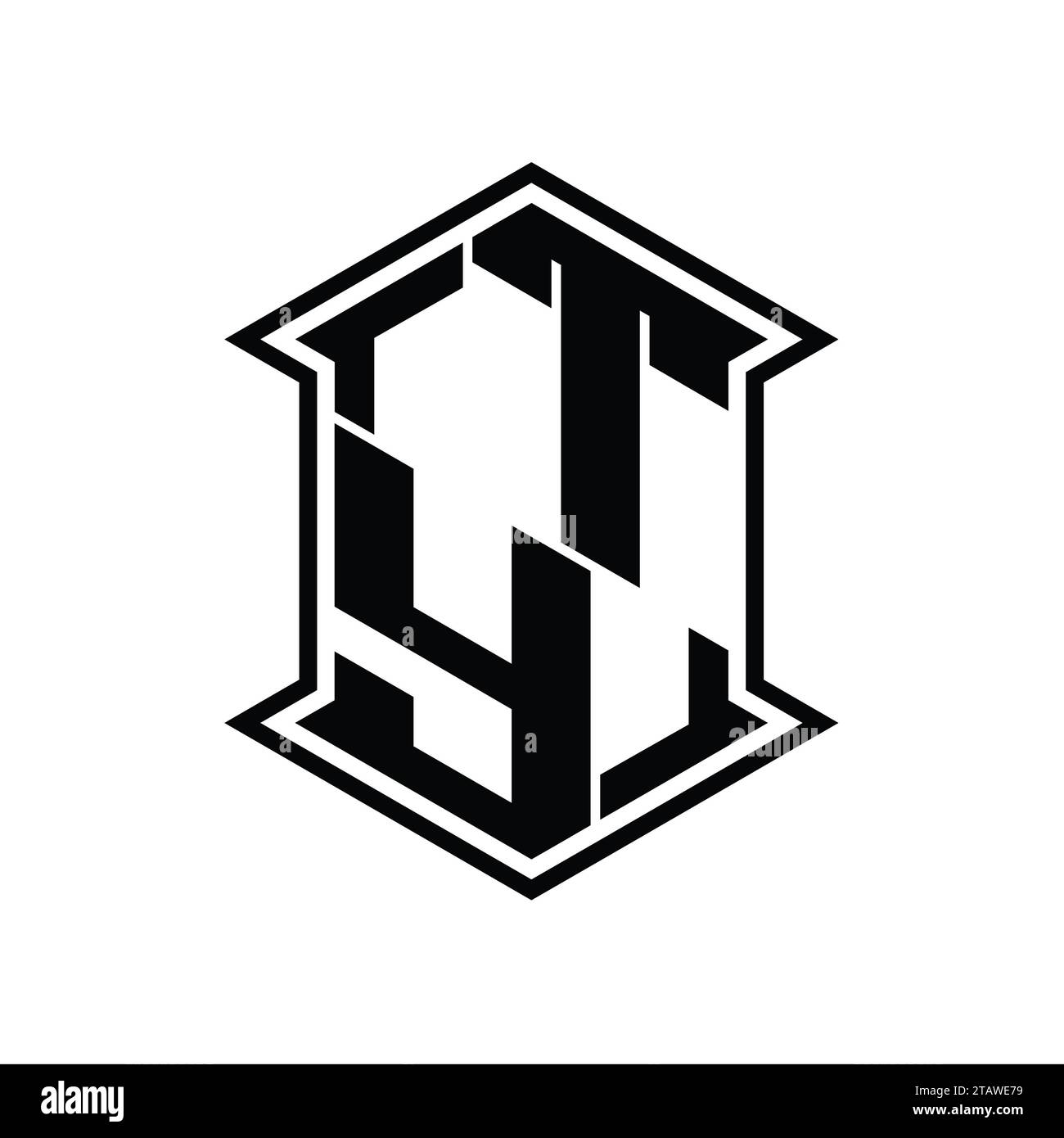 TY Letter Logo monogram hexagon shield shape up and down with sharp ...