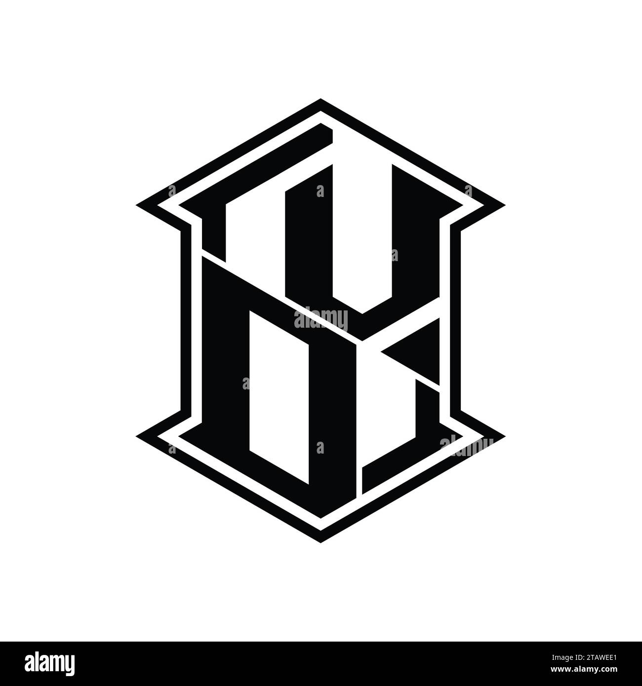 VO Letter Logo monogram hexagon shield shape up and down with sharp ...