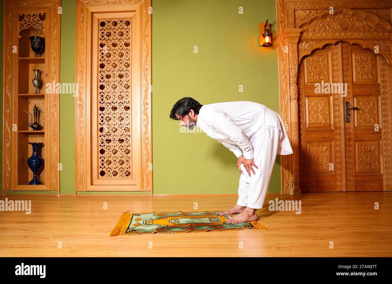 Young Muslim man praying, Islamic prayer, man prayer. Stock Photo