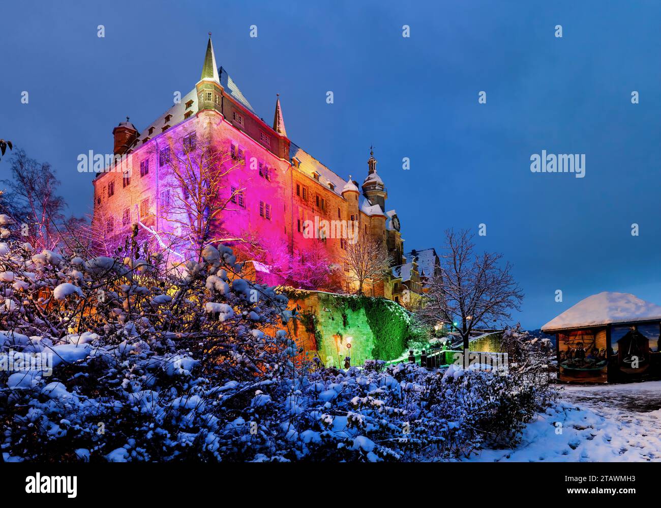 Castle of Marburg at Wintertime, Germany Stock Photo