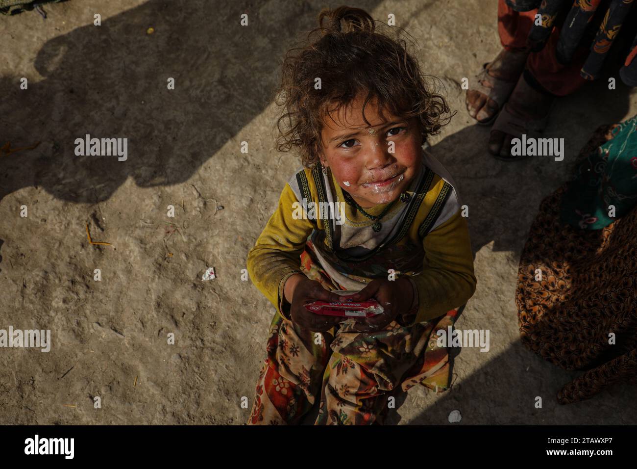 Portrait of a young poor Afghan girl in the village | Afghan girl Kabul, Afghanistan November 2, 2023 Stock Photo