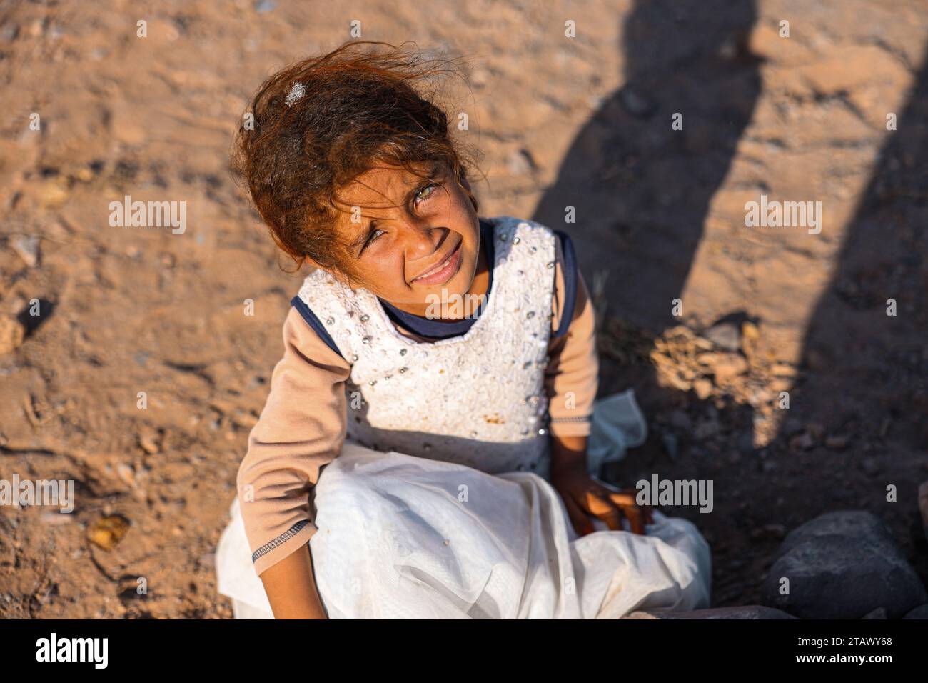 Portrait of a young poor Afghan girl in the village | Afghan girl Kabul, Afghanistan November 2, 2023 Stock Photo