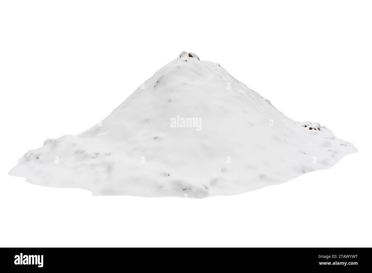 Pile of snow with light on a cloudy day isolated on white background, template for designer Stock Photo