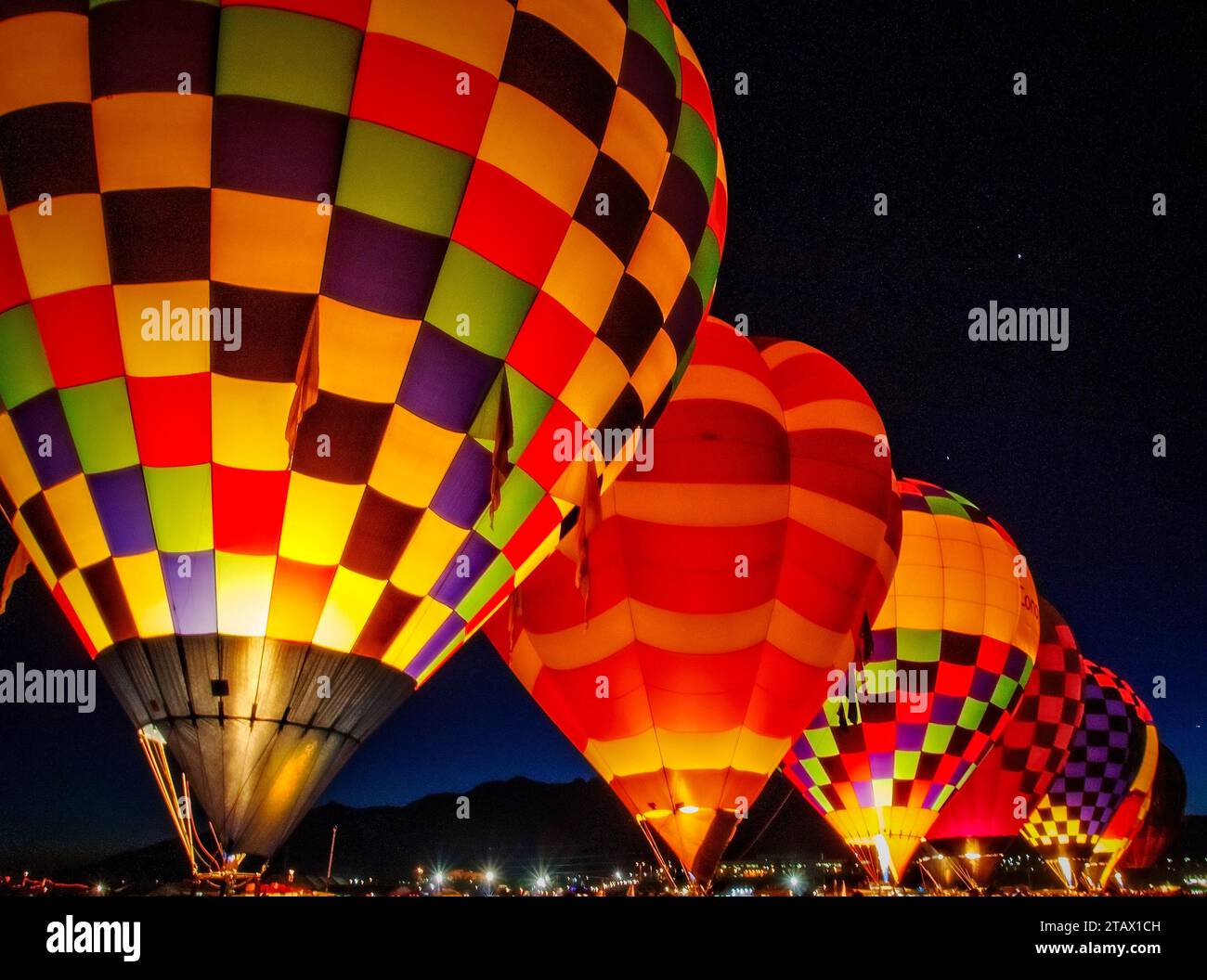 The Albuquerque Balloon Fiesta early morning mass assention in New Mexico. Stock Photo