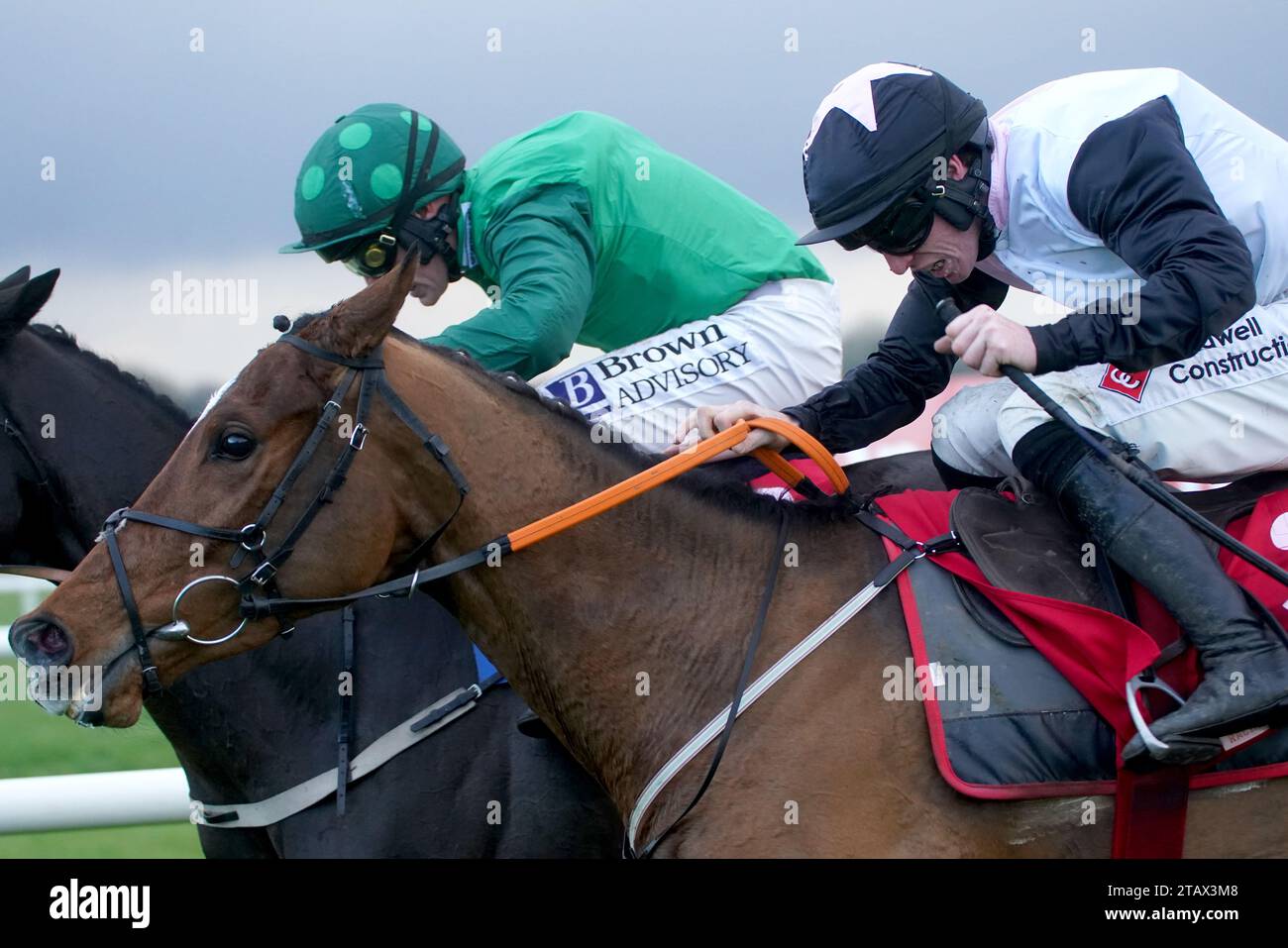 Teahupoo (right) ridden by jockey Jack Kennedy on their way to winning ...