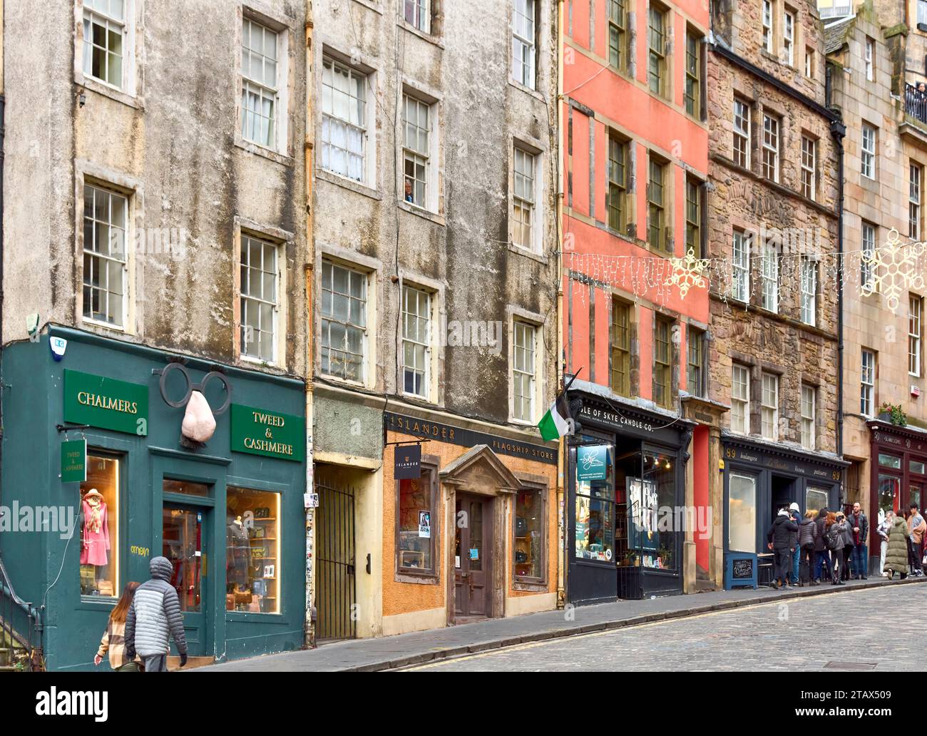 Edinburgh Scotland West Bow into Victoria Street shops and old houses
