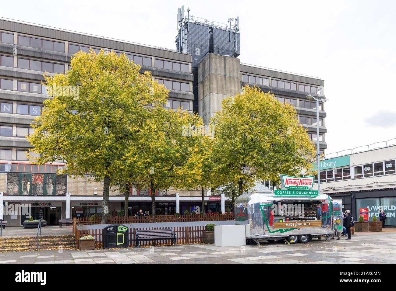 Fast food van in shopping centre, Cwmbran, Wales, UK Stock Photo