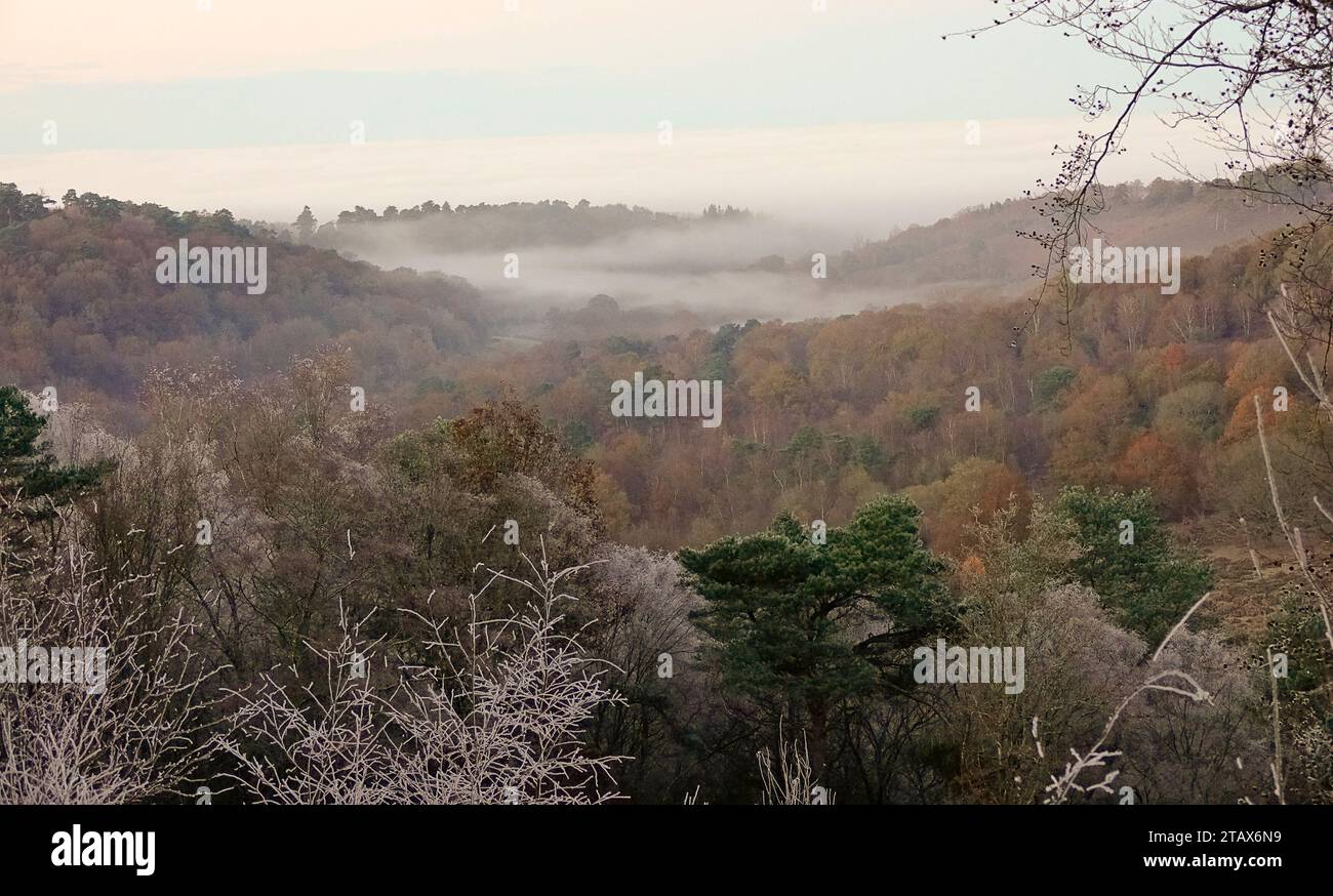 Portsmouth Road, Hindhead. 02nd December 2023. Freezing conditions at