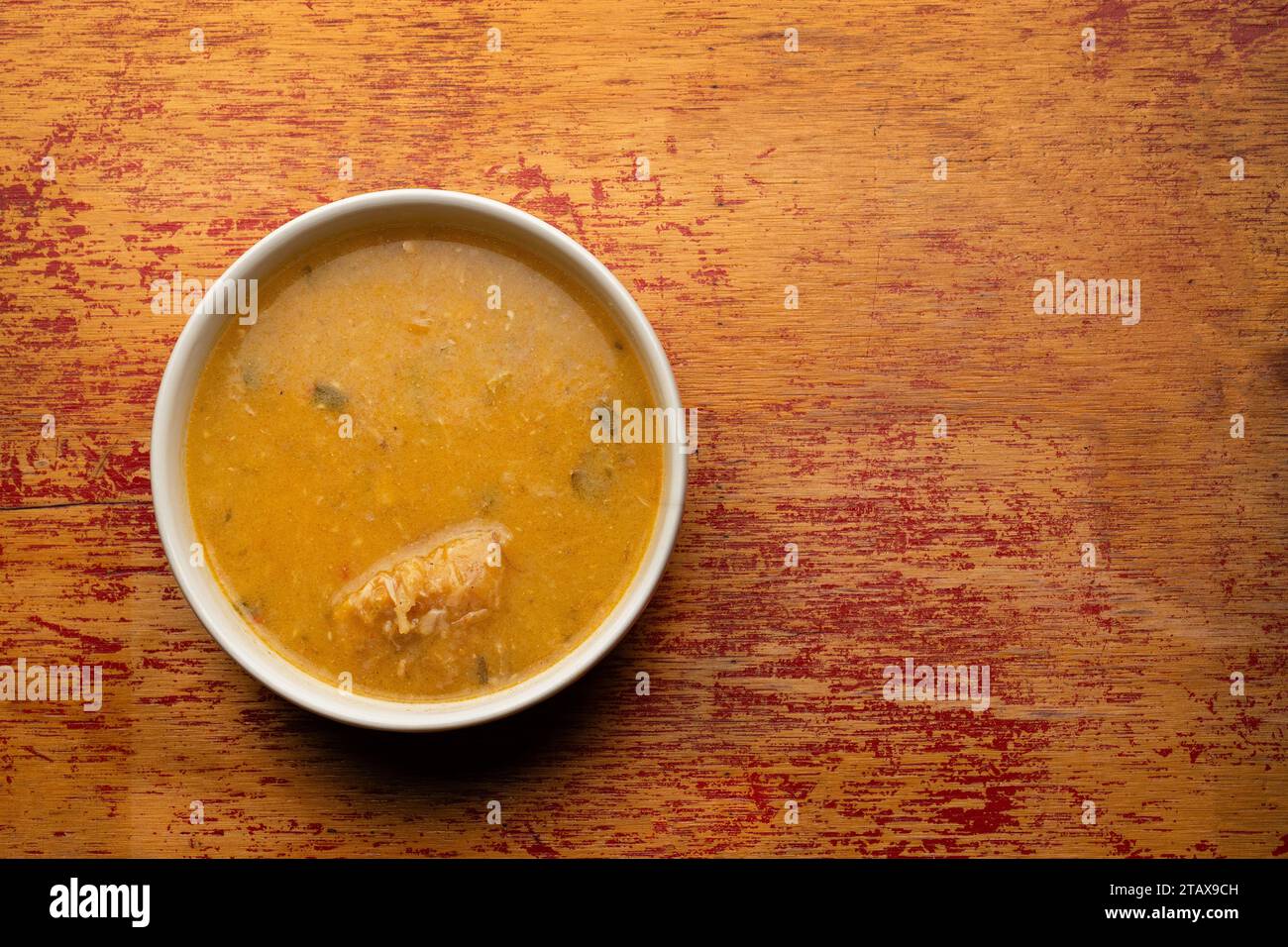 Dish served with fish consomme - Traditional Colombian food Stock Photo