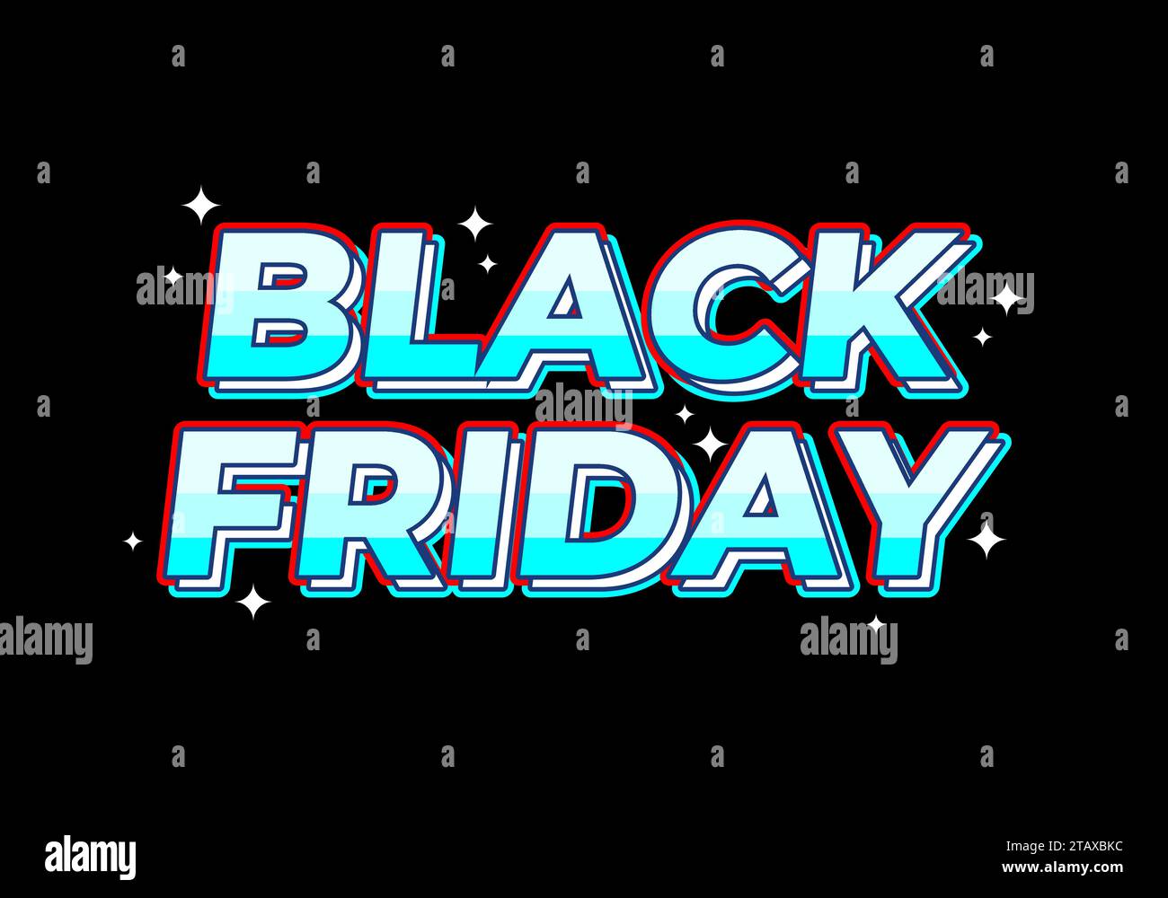 Black friday. text effect in blue gradient color, black background Stock Vector