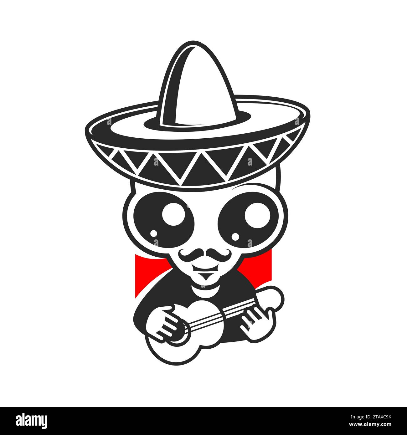 cute cartoon alien playing mexican guitar. vector illustration for ...