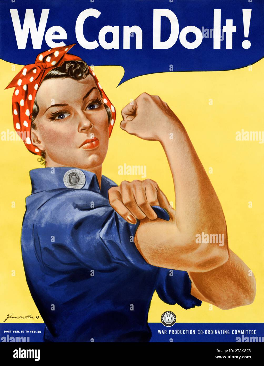 We Can Do It poster by J. Howard Miller. World War II advertising poster Stock Photo