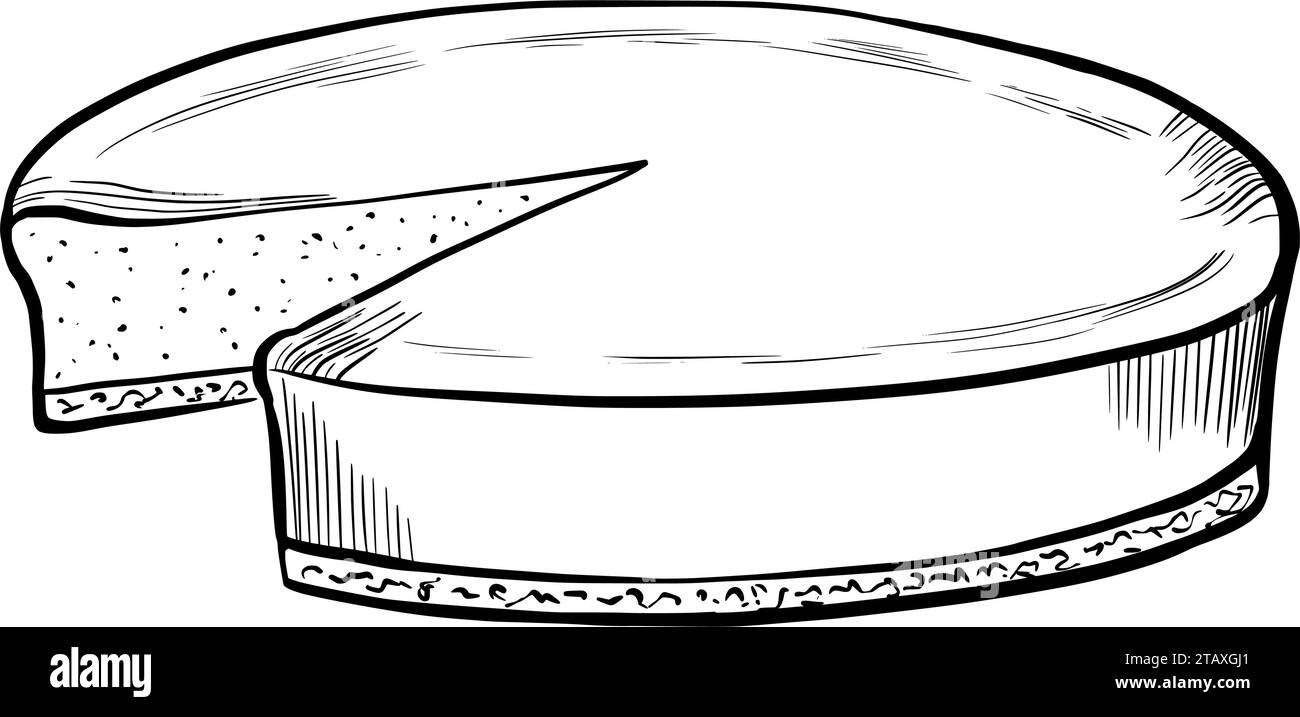 Square Shape Cheesecake Vector Drawing Cheesecake. Vector illustration. Grapgic style. hand drawn in a simple ...
