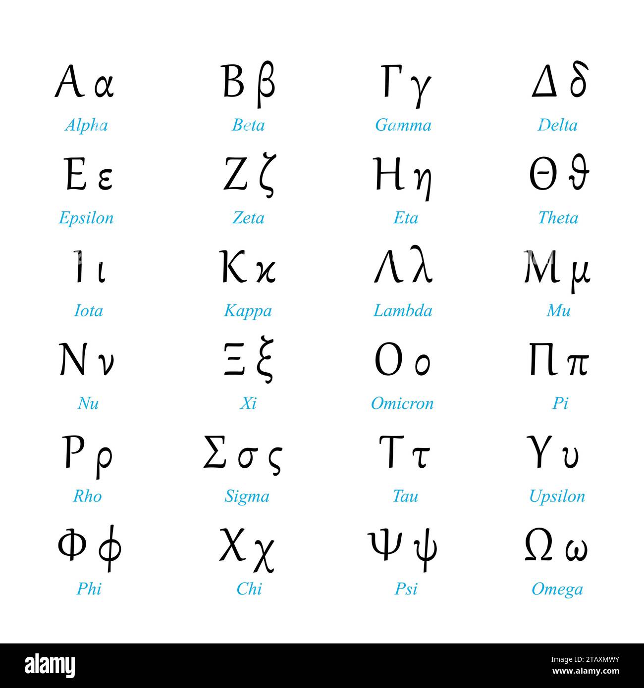 greek alphabet letters on white background, vector illustration Stock Vector