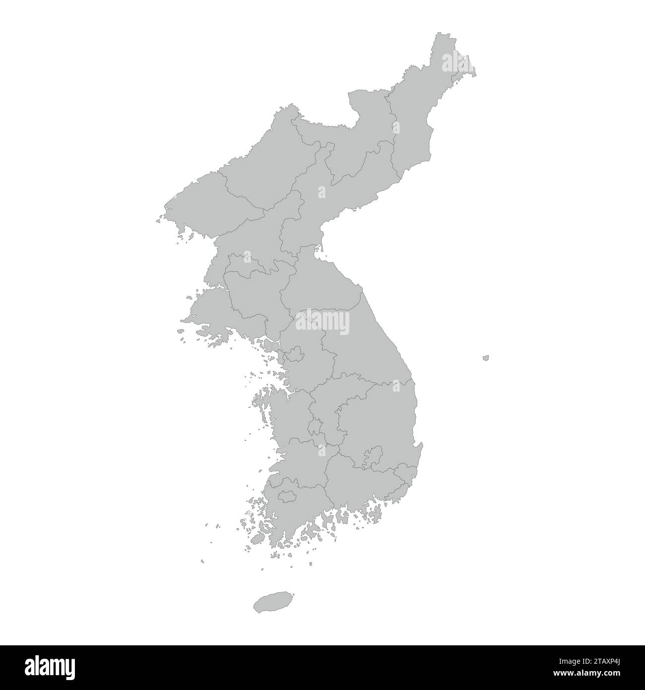 North and South Korea map with province bordres on white background, Stock Vector