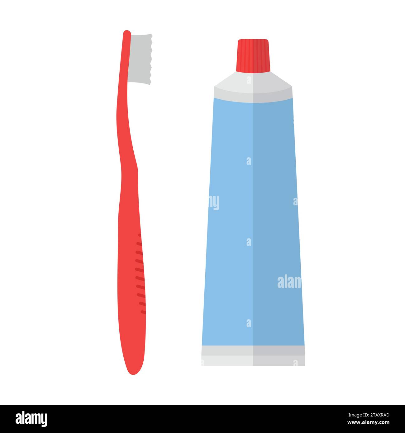 Tube Of Toothpaste And Tooth Brush In Flat Style Isolated On White Background Vector