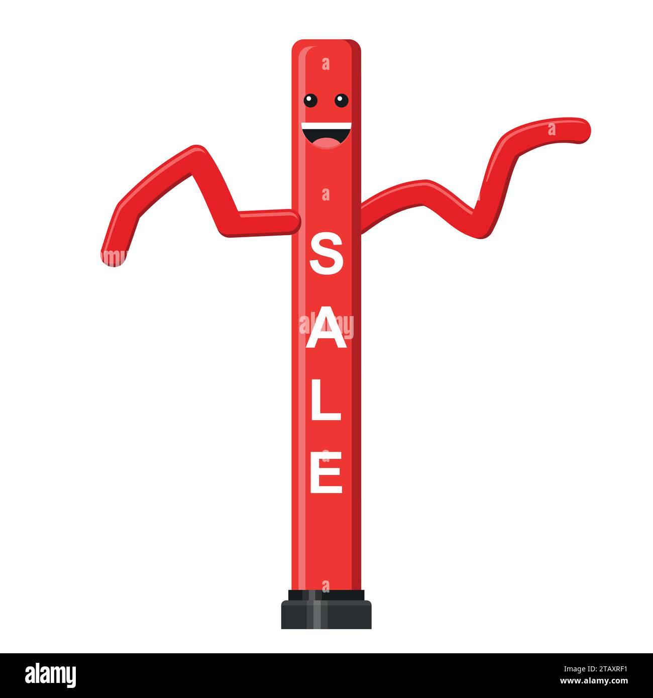 Dancing inflatable red tube man in flat style isolated on white background. Wacky waving air hand for sales and advertising. Vector illustration Stock Vector