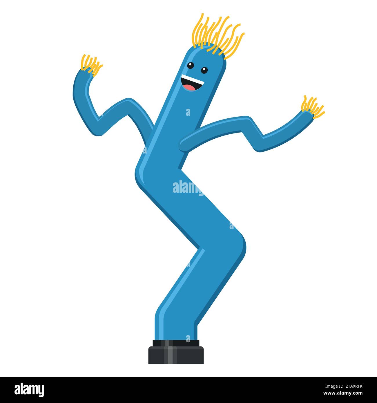 Dancing inflatable blue tube man in flat style isolated on white background. Wacky waving air hand for sales and advertising. Vector illustration Stock Vector