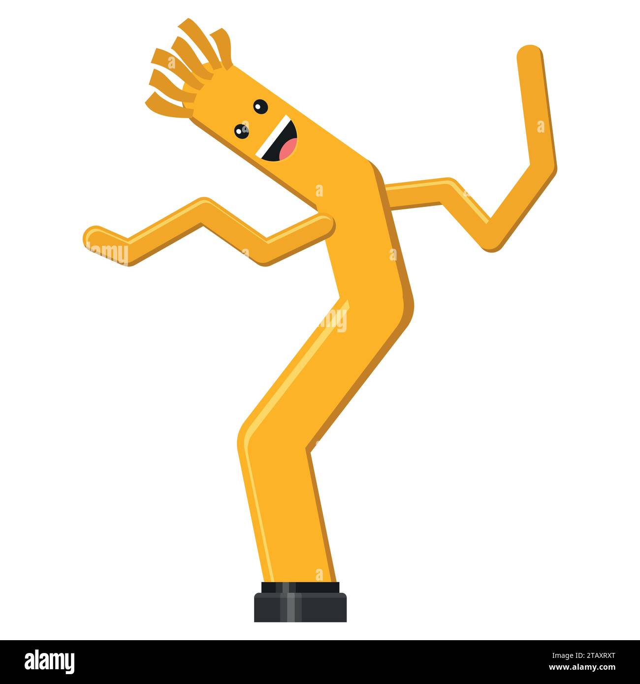 Dancing inflatable yellow tube man in flat style isolated on white background. Wacky waving air hand for sales and advertising. Vector illustration Stock Vector