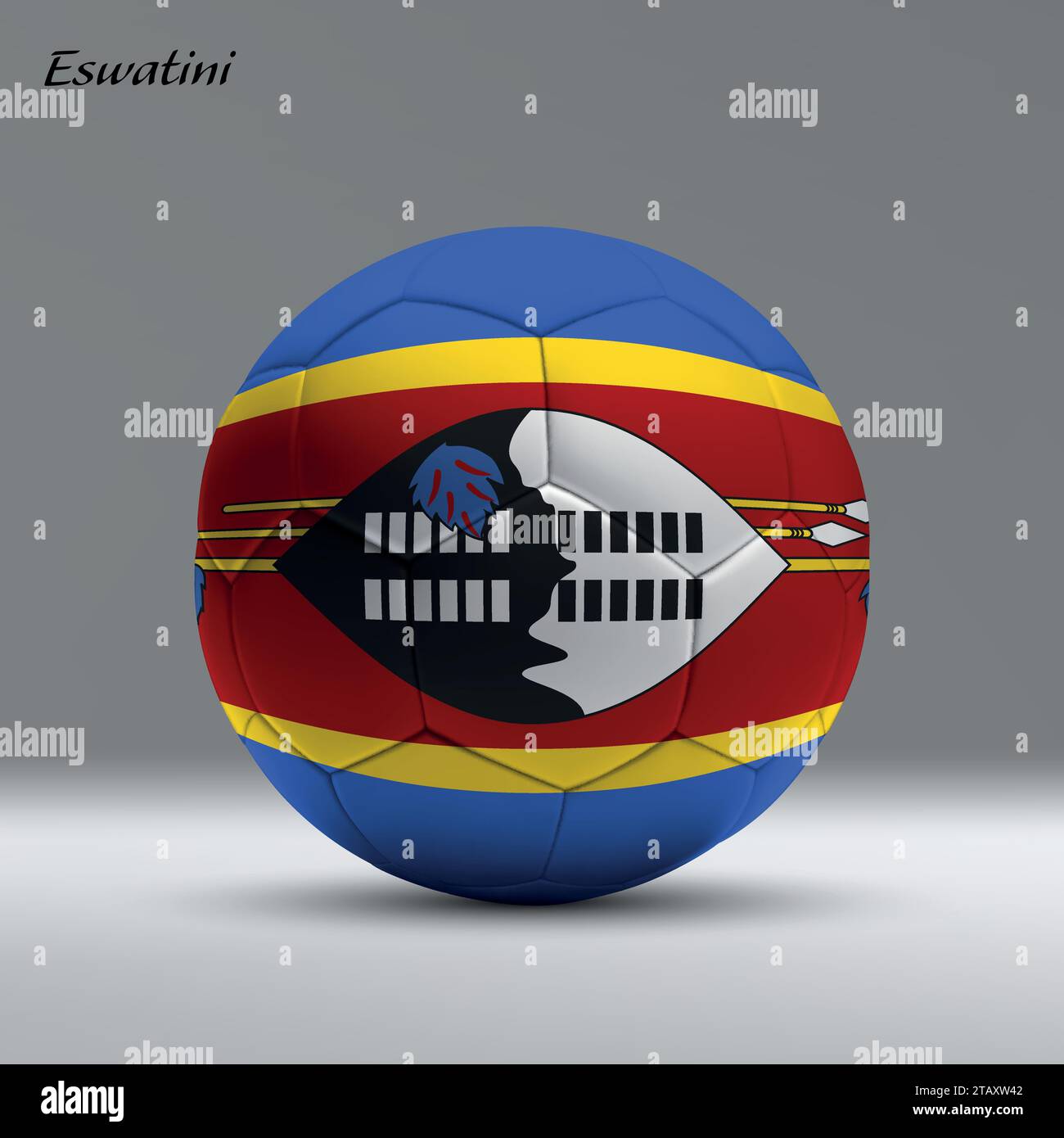 3d realistic soccer ball iwith flag of Eswatini on studio background ...