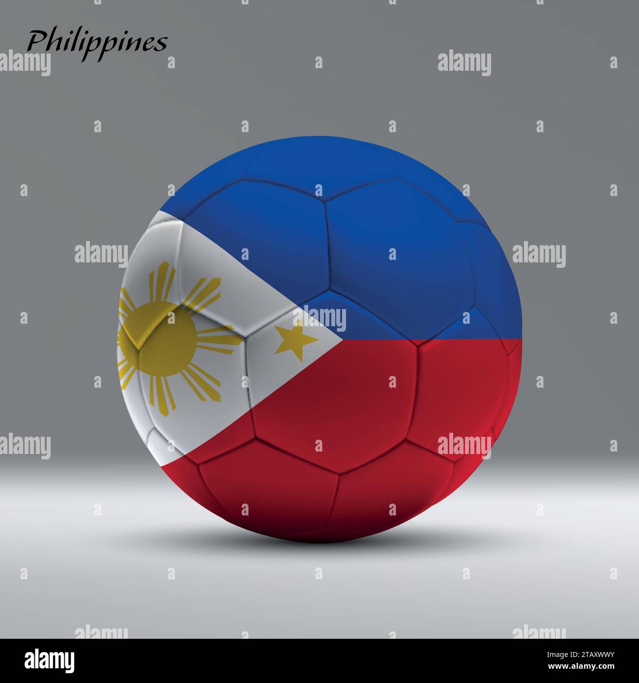 3d realistic soccer ball iwith flag of Philippines on studio background