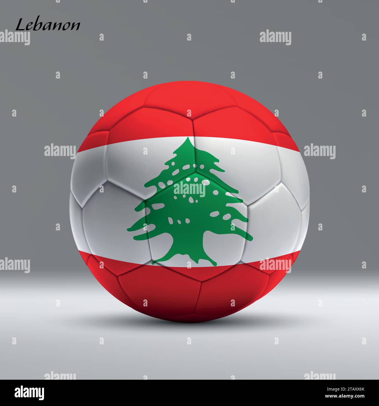 3d realistic soccer ball iwith flag of Lebanon on studio background, Football banner template