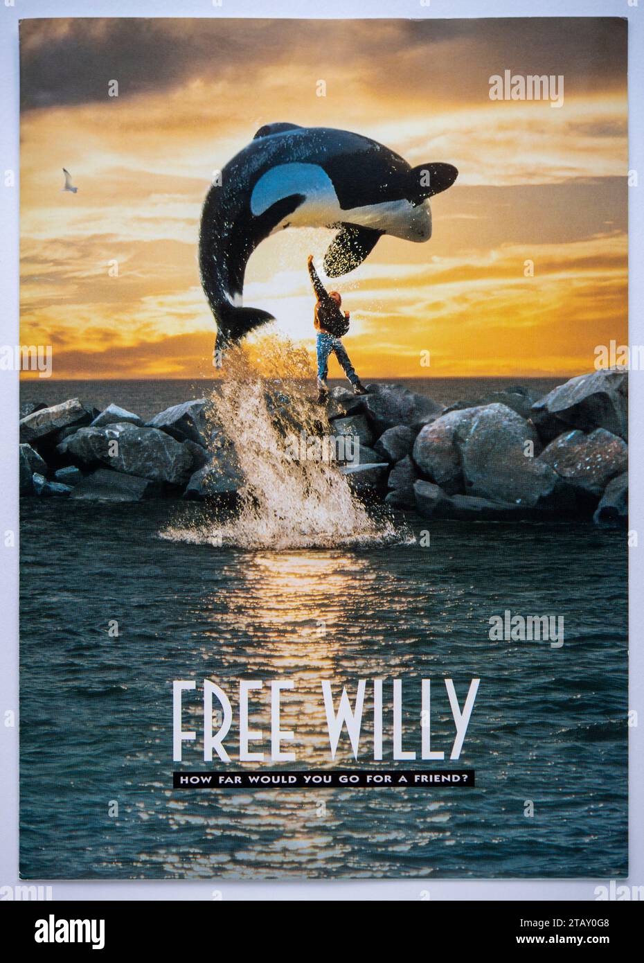 Front cover of publicity information for the movie Free Willy, a family drama which was released in 1993 Stock Photo