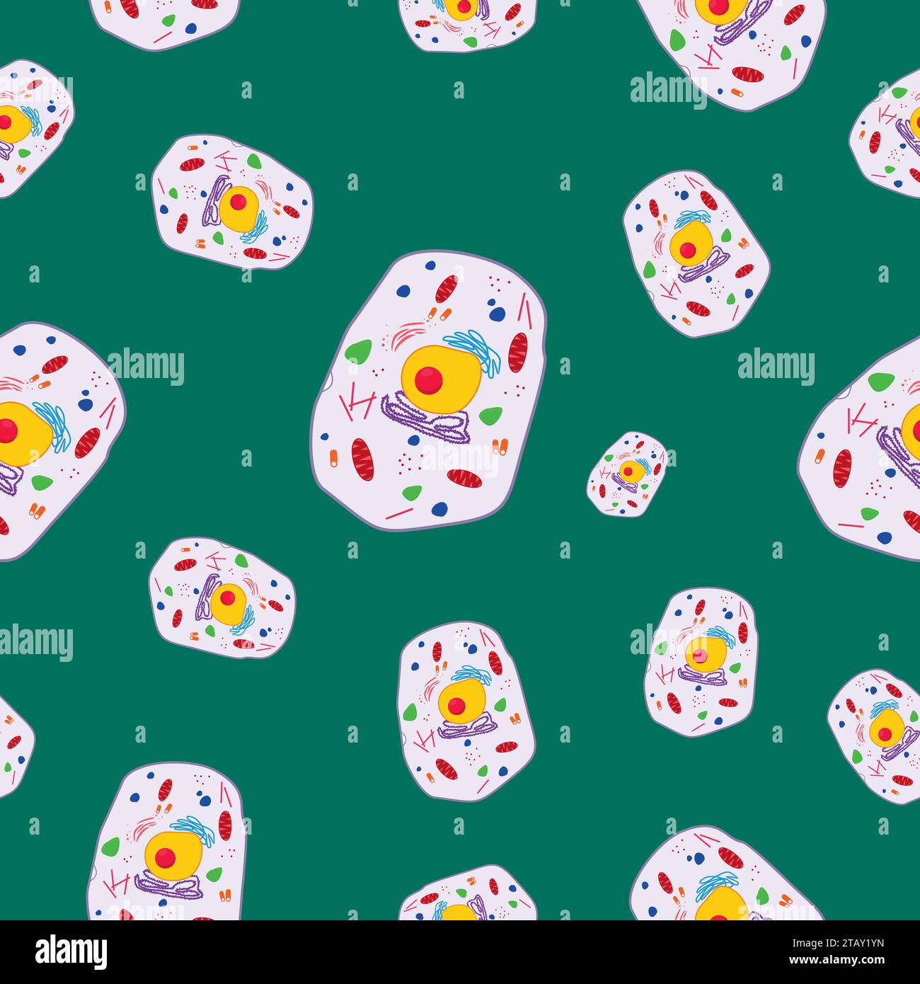 Cells in flat pattern under microscope seamless vector Stock Vector