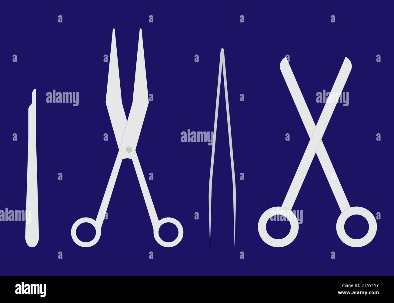 Set of Scissors and Needle use by Surgery for operation vector